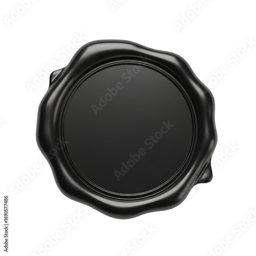 Black wax seal isolated on white, blank Black wax seal