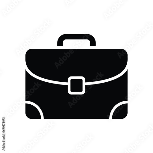 Black Silhouette Icon of a Briefcase with a Clasp luggage business