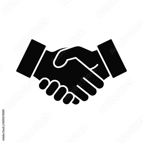 Black Silhouette Icon of a Handshake Symbol agreement business