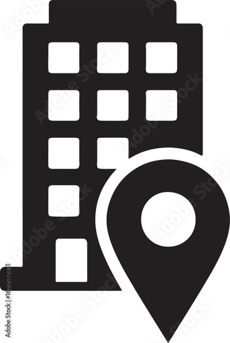 Office building address vector, ideal for corporate, business, urban, and location design projects.