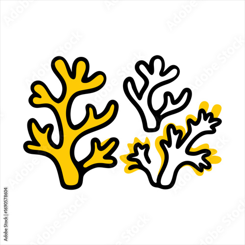 You've uploaded an image that appears to be a collection of coral silhouette illustrations. These silhouettes showcase a wide variety of coral shapes and structures, including branching corals, fan co