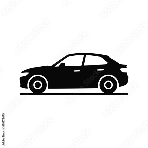 Black silhouette of a modern sedan car viewed from the side automobile vehicle