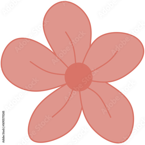 Pink blossom flower icon in flat vector style. Ideal for spring decoration, floral pattern, greeting cards, and botanical illustration.