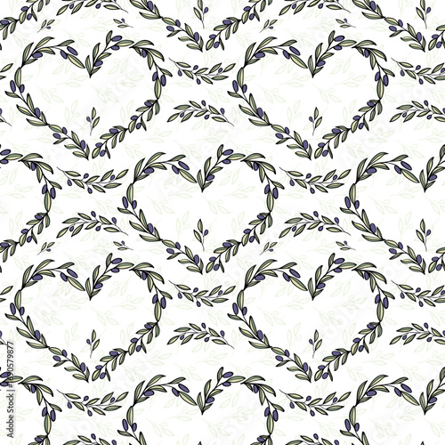 Olive branch heart frame for card or invite