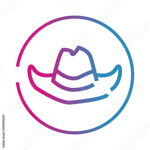 vector illustration of a cowboy hat gradient icon