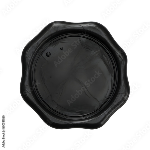 Black wax seal isolated on white, blank Black wax seal
