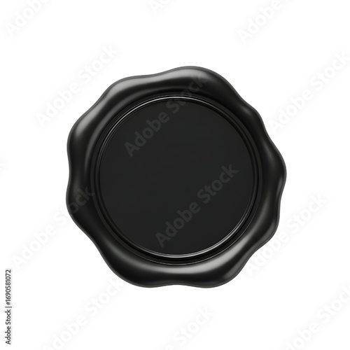 Black wax seal isolated on white, blank Black wax seal