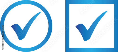 Checkmark Selection: A visual representation of choice and confirmation, with a blue checkmark inside a circle and a square, both symbolizing affirmation and approval.