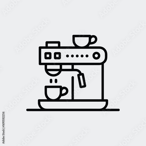 Line art icon of a coffee machine brewing a cup of espresso image photo