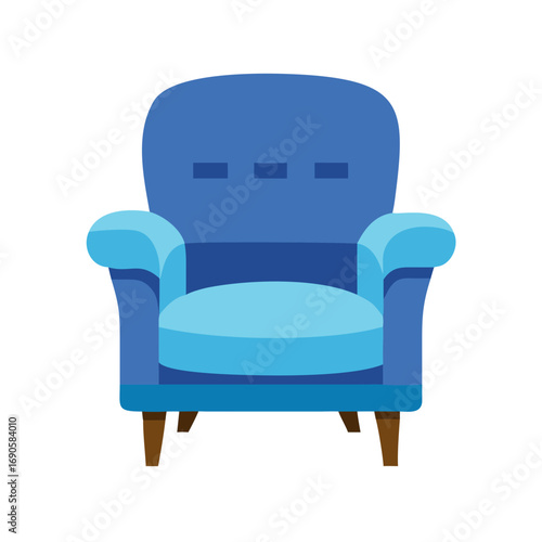 blue armchair isolated on white