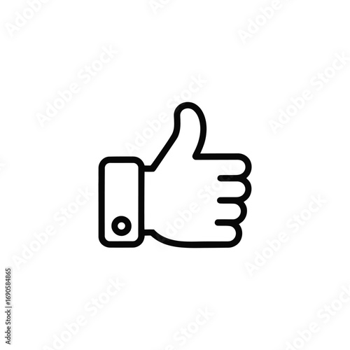 Outline of hand giving thumbs up gesture on white background like approval