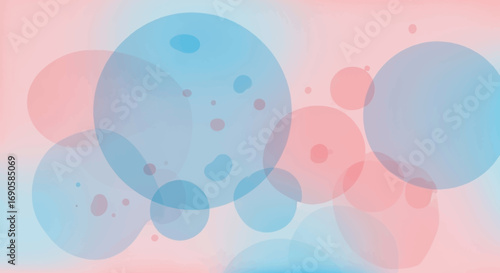 Abstract pastel pink and blue overlapping circles background.
