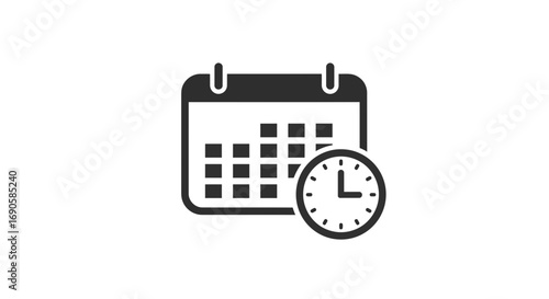 Calendar with Clock Vector Illustration