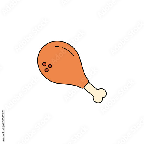 Icon Chicken Leg in Linear Style Vector Illustration Isolated Design