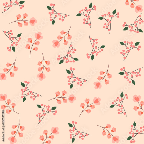 seamless pattern with pink flowers