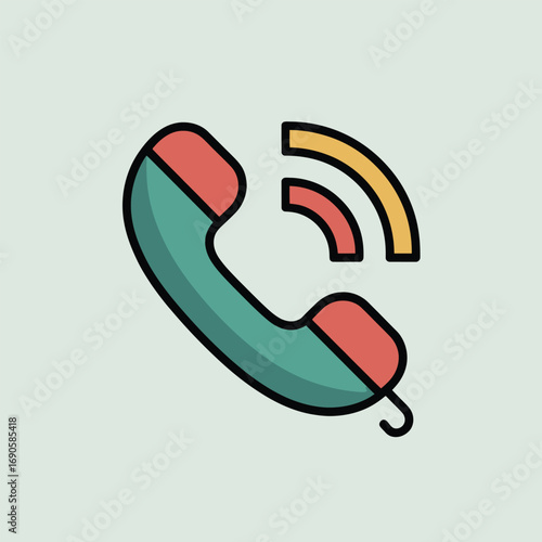 Retro Telephone Handset Icon with Sound Waves Illustration call communication