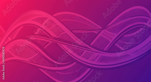 Abstract flowing ribbons of pink and purple hues create a dynamic and modern background design.