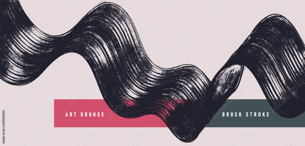 custom made wallpaper toronto digitalBlack spiral brush strokes with grainy spray effect. Hand drawn curved lines form a bold horizontal banner. Distressed vector retro background with rough texture, scattered small dotted details.