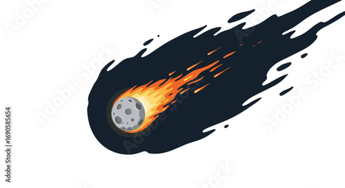 Meteor fiery streak across sky in dynamic motion art