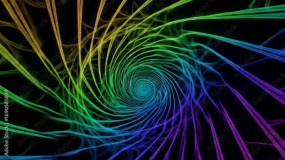 Abstract Rainbow Swirl Fractal Art on Dark Background Decorative Spirals in Vivid Color Spectrum with Gradient Effect Geometric Pattern Design for Modern Art Abstract Rainbow Swirl Fractal Art on Dark Background Decorative Spirals in Vivid Color Spectrum with Gradient Effect Geometric Pattern Design for Modern Art