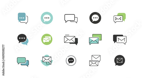 Communication Icons - Messages, Emails, and Chat Bubbles.