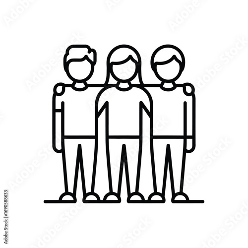 Three people in silhouette standing together with arms around shoulders friends friendship