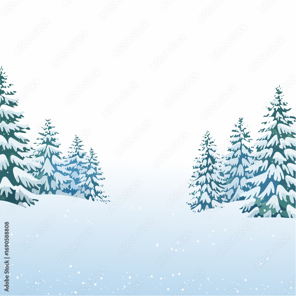 Obraz premium Snowy forest with snowdrifts and snow-covered spruce branches