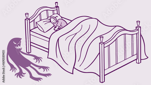 Childs Bedtime Nightmare A Monster Lurking in the Shadows