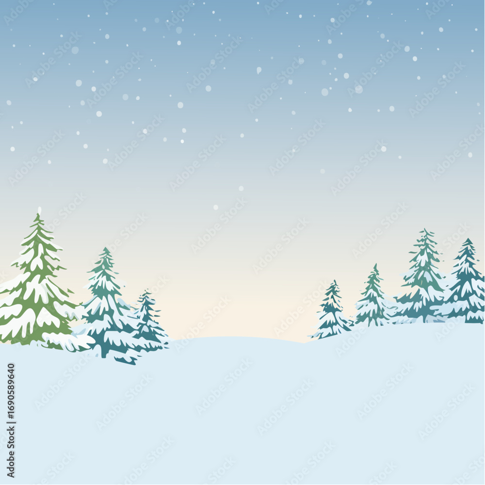 Obraz premium Snowy forest with snowdrifts and snow-covered spruce branches