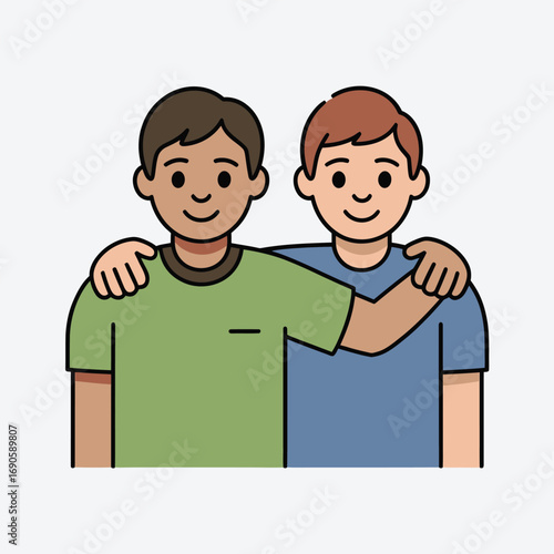 Two Friends With Arms Around Each Other Smiling In Friendship people together