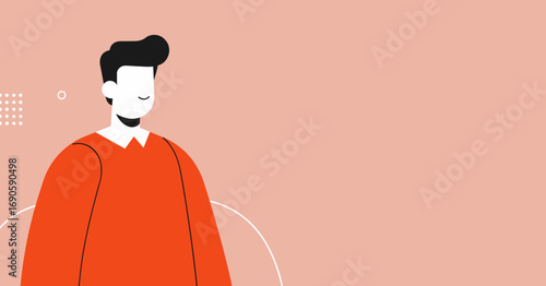 Stylized illustration of a smiling man, ideal for representing a happy user, employee, or customer in business, lifestyle, and communication concepts.