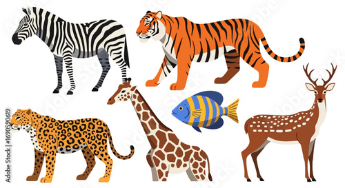Collection of diverse wild animals.