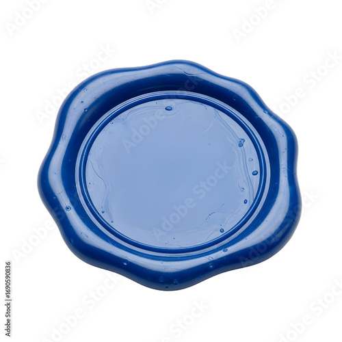 Blue wax seal isolated on white, blank Blue wax seal