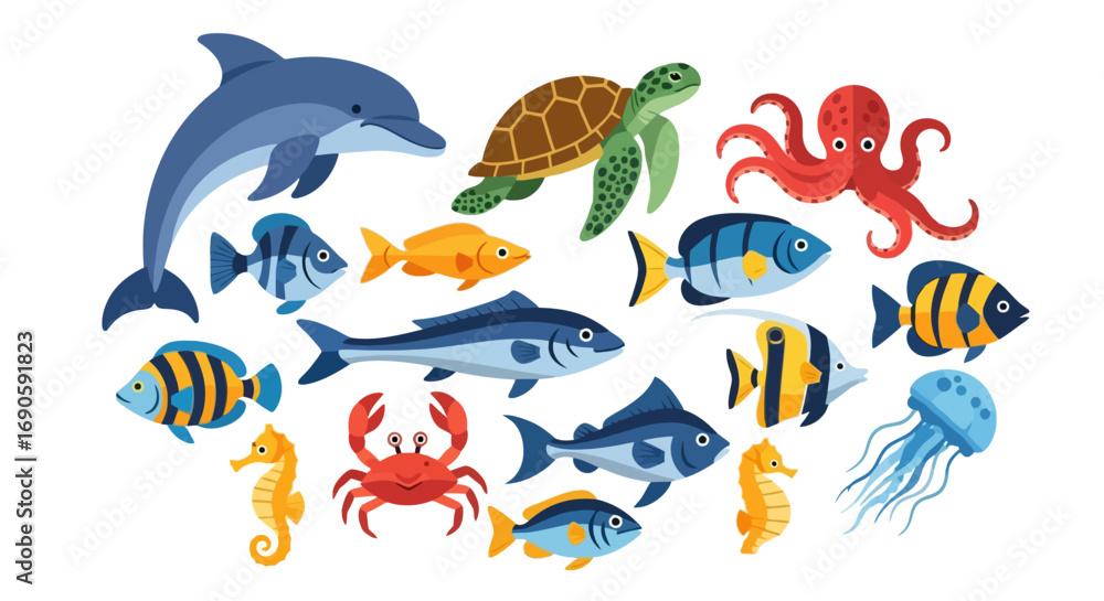 Obraz premium Diverse Marine Life - A Colorful Underwater Ecosystem.