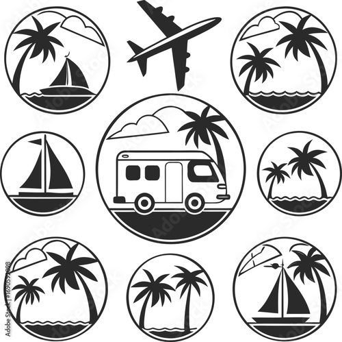 car plan road train icon design 