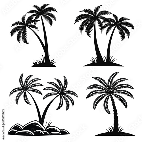 Silhouette palm tree vector art 