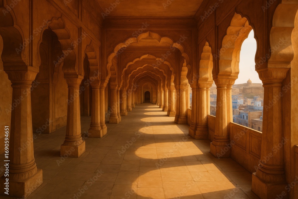 Obraz premium Golden Hour in a Sandstone Corridor.