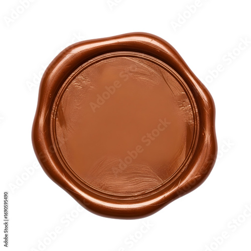 Brown wax seal isolated on white, blank Brown wax seal