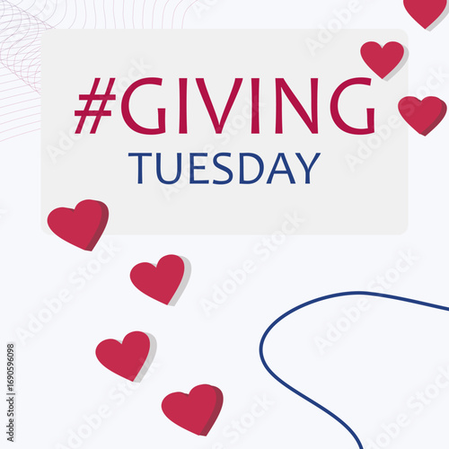 “Giving Tuesday Charity Social Media Post Template with Hearts – Donation and Fundraising Graphic Design”