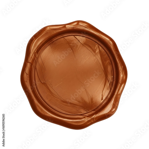 Brown wax seal isolated on white, blank Brown wax seal