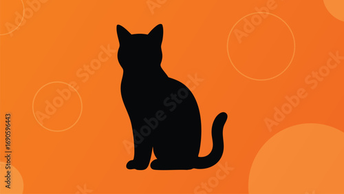 Black cat silhouette. Halloween vector illustration
