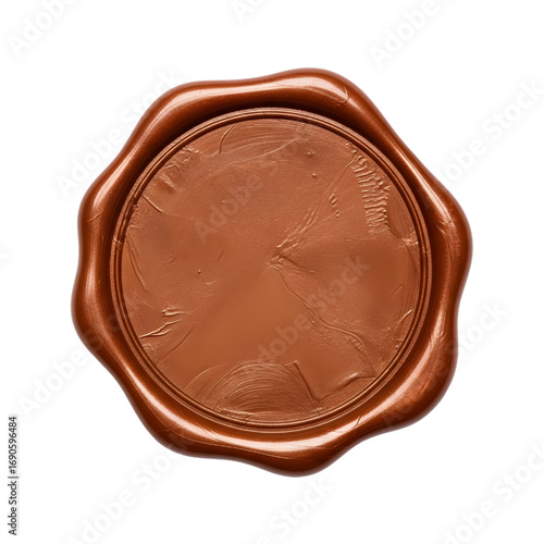 Brown wax seal isolated on white, blank Brown wax seal
