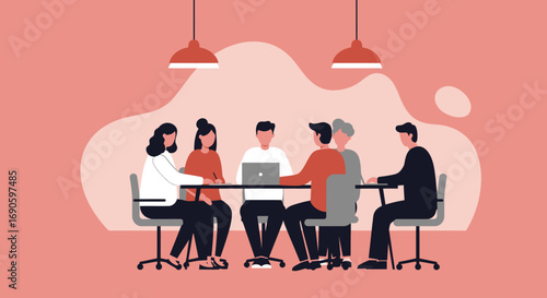 Diverse team of professionals collaborating in a modern office meeting, discussing business strategy for growth and innovation. Ideal for corporate or startup concepts.