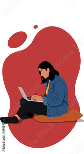 Focused individual comfortably working or studying on a laptop from home. Represents remote productivity, online learning, and modern flexible lifestyle.