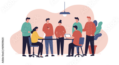 Diverse team collaborating in a modern office meeting, discussing ideas and working together effectively. Ideal for business, corporate, and teamwork concepts.