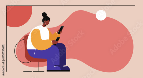 Woman engrossed in multiple smartphones, illustrating multitasking, digital connectivity, and modern mobile technology use for business or lifestyle.