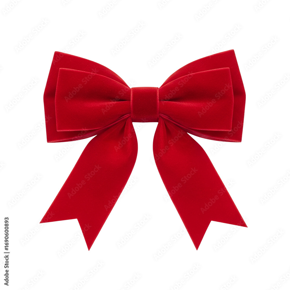 Naklejka premium Red velvet christmas gift bow isolated