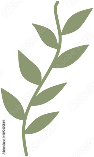 Cute branch with leaves icon in flat vector style. Great for nature design, eco themes, botanical decoration, and seasonal illustration.