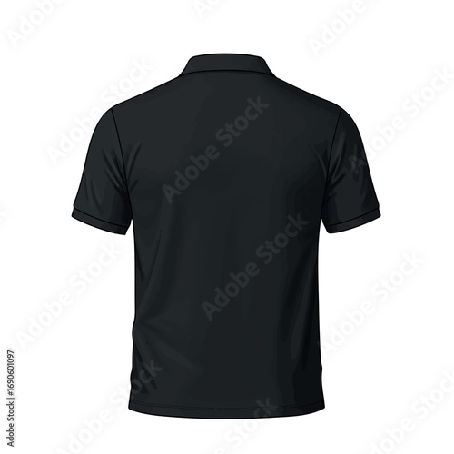 Plain Polo Shirt Back View Flat 2D Vector Mockup – Minimalist Template with Crisp Collar, Black Outlines, Editable for Custom Design