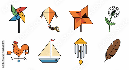 Collection of weather related objects and items.